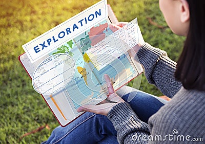 Continents Coordinates Exploration Geological Cartography Concept Stock Photo