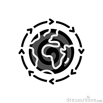 Black solid icon for Continually, worldwide and repeatedly Vector Illustration