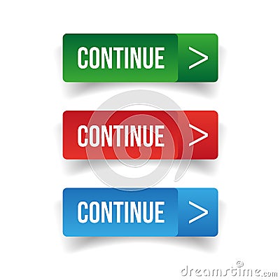 Continue button set Vector Illustration