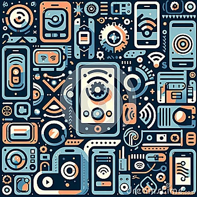 Continue this pattern with different smart features like NFC wir Stock Photo