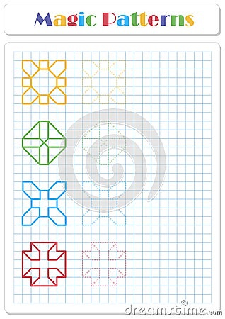 Continue the snowflake pattern with crayons or felt-tip pens Vector Illustration