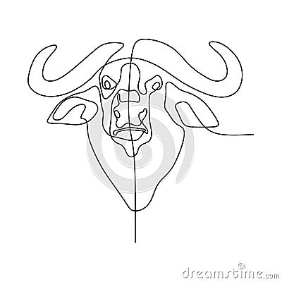 Continues line drawing of bull head Vector Illustration