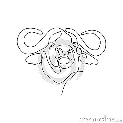 Continues line drawing of bull head Vector Illustration