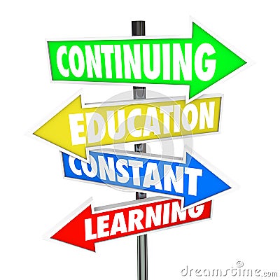 Continuing Education Constant Learning Street Signs Stock Photo