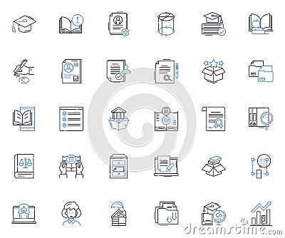 Continuing education line icons collection. Learning, Development, Growth, Advancement, Skill-building, Training Vector Illustration