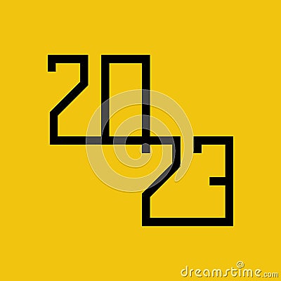 2023 continuous black line. Happy New Year 2023. Vector line flat. Vector Illustration