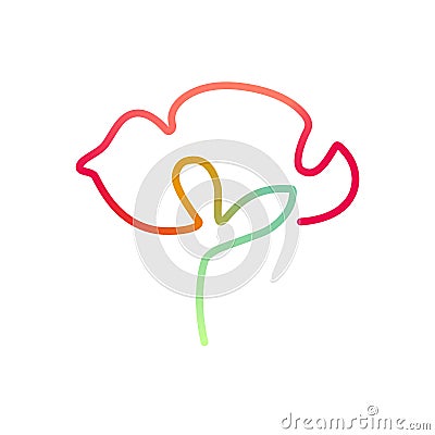 Continuous bright line art of poppy flower Vector Illustration