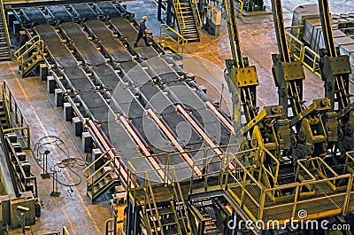 Continuous casting of steel Stock Photo