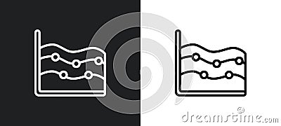 continuous data graphic wave chart outline icon in white and black colors. continuous data graphic wave chart flat vector icon Vector Illustration