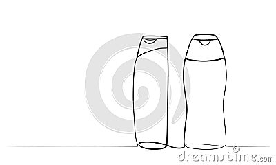 continuous drawing of shampoos in one line. illustration Vector Illustration