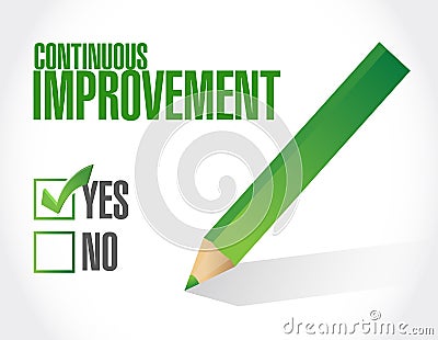 continuous improvement approve sign Cartoon Illustration