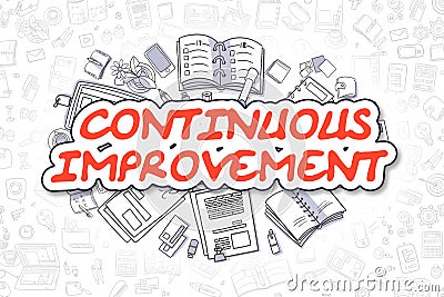 Continuous Improvement - Cartoon Red Text. Business Concept. Stock Photo