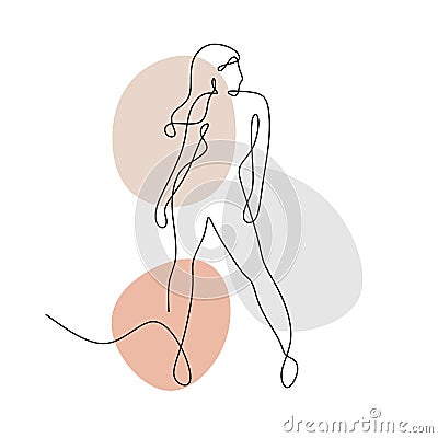 Continuous line of abstract woman body. Single line of beautiful woman isolated on white background Vector Illustration