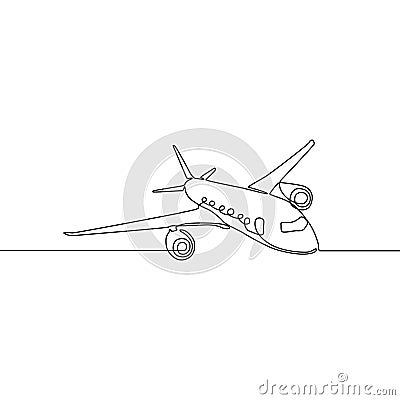 Continuous line airplane, Travel and tourism concept Vector Illustration