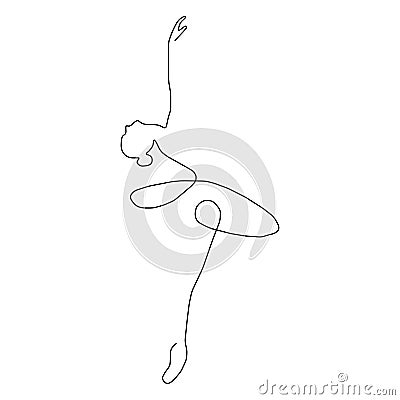 Continuous Line Art Drawing. Ballet Dancer ballerina. Vector Illustration Vector Illustration