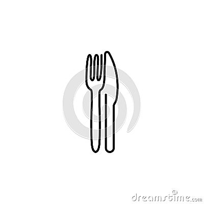 Continuous line art or One Line Drawing of plate, khife and fork. linear style and Hand drawn Vector illustrations Vector Illustration