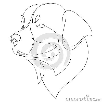 Continuous line Bernese Mountain Dog. Single line minimal style dog vector illustration. Portrait Cartoon Illustration