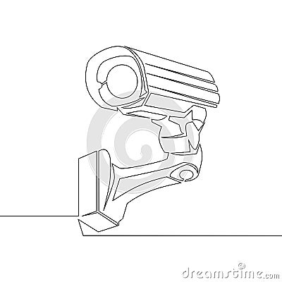 Continuous line Cctv camera line icon vector Vector Illustration