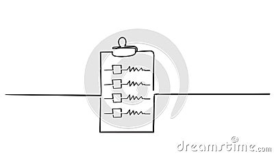 Continuous line Clipboard icon design template handddrawn doodle style Vector Illustration