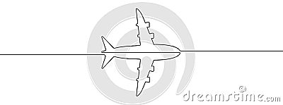 Continuous line drawing of airplane icon. Airplane continuous line icon Vector Illustration