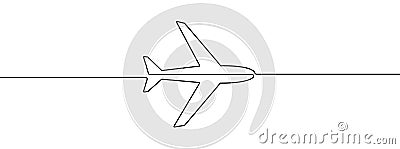 Continuous line drawing of airplane icon. Airplane continuous line icon Vector Illustration