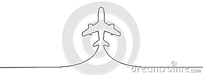 Continuous line drawing of airplane icon. Airplane continuous line icon Vector Illustration