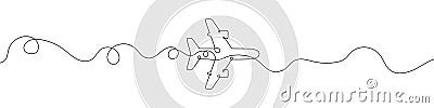 Continuous line drawing of airplane icon. Airplane continuous line icon Vector Illustration