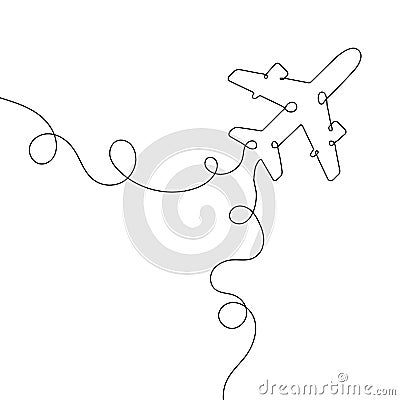 Continuous line drawing of airplane icon. Airplane continuous line icon Vector Illustration