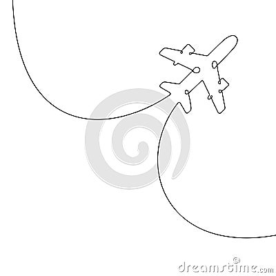 Continuous line drawing of airplane icon. Airplane continuous line icon Vector Illustration