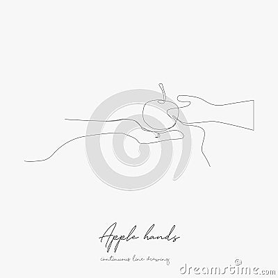 Continuous line drawing. apple hands. simple vector illustration. apple hands concept hand drawing sketch line Vector Illustration