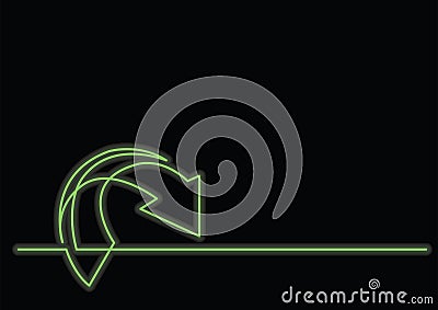 Continuous line drawing of arrow with neon vector effect Vector Illustration