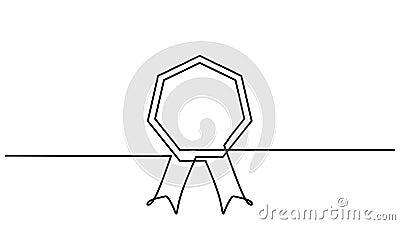 Continuous Line Drawing of Awards and Certificates with Ribbons - Vector Illustration of Quality, Success, and Competition Stock Photo