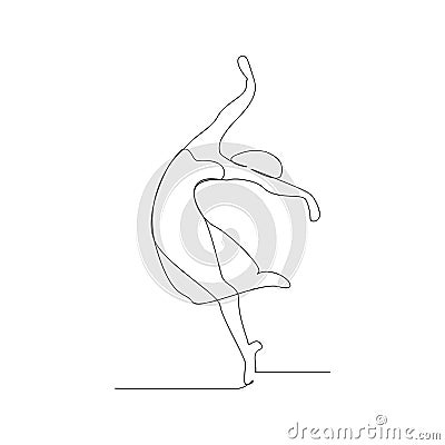 Continuous line drawing of ballet. isolated sketch drawing of ballet line concept. outline thin stroke vector illustration Vector Illustration
