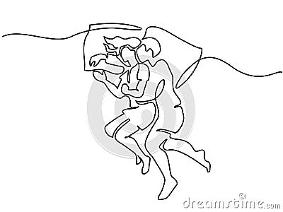 Beautiful woman in sleeping pose on pillow Vector Illustration