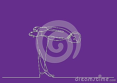 Continuous line drawing of business person - bowing down Vector Illustration