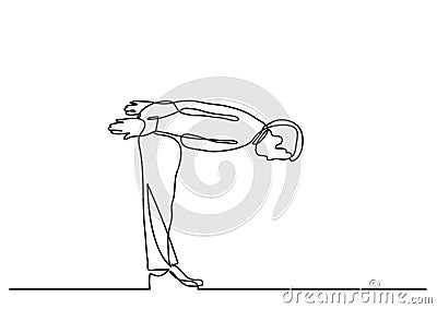 Continuous line drawing of business person - bowing down Vector Illustration