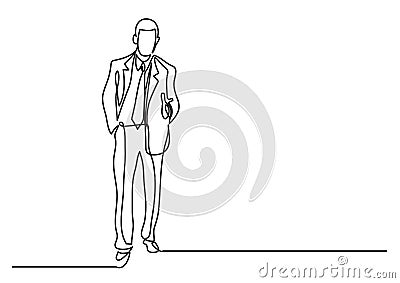 Continuous line drawing of business person greeting Vector Illustration