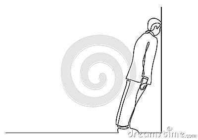 Continuous line drawing of business situation - man stuck in dead end job Vector Illustration