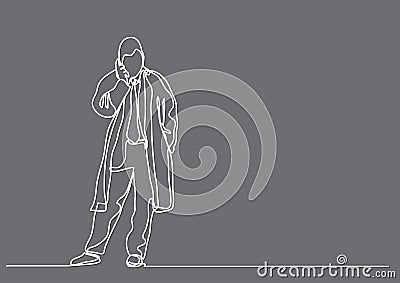 Continuous line drawing of businessman talking on mobilephone Vector Illustration