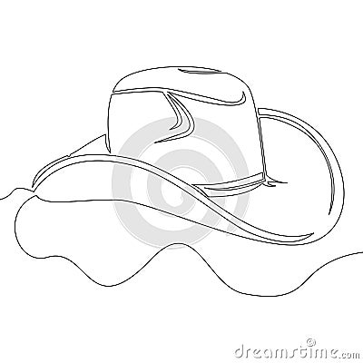 Continuous line drawing Cowboy Hat icon concept Vector Illustration