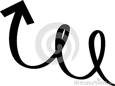 Continuous line drawing curving upwards and ending with an arrowhead, suggesting a winding path to success, progress, or Stock Photo