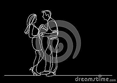 Continuous line drawing of dancing couple Vector Illustration