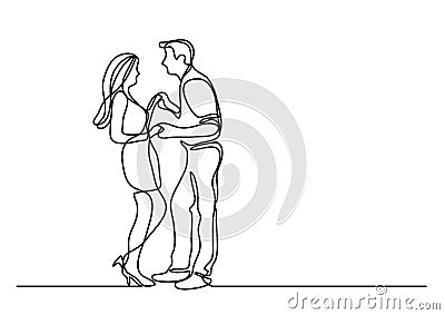 Continuous line drawing of dancing couple Vector Illustration