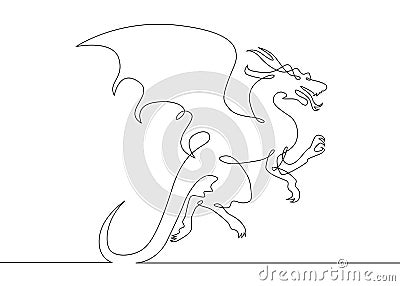 Continuous line drawing dragon Stock Photo