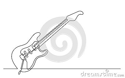 Continuous line drawing of electric guitar with three single coil pickups and tremolo Vector Illustration