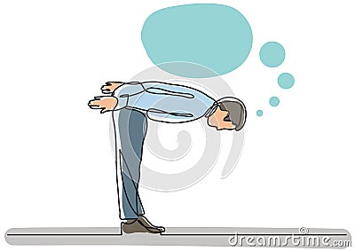 Continuous line drawing of business person - bowing down Vector Illustration