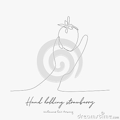 Continuous line drawing. hand holding strawberry. simple vector illustration. hand holding strawberry concept hand drawing sketch Vector Illustration