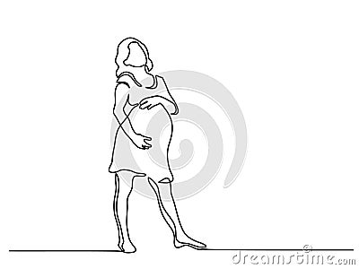 Happy pregnant woman silhouette picture Vector Illustration