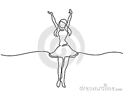 Happy woman in skirt dancing Vector Illustration