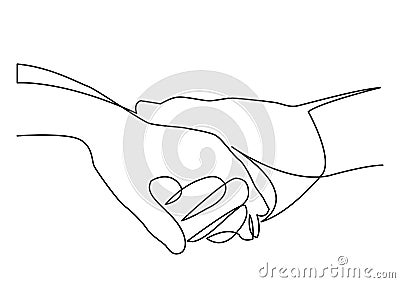 Continuous line drawing of holding hands together Vector Illustration